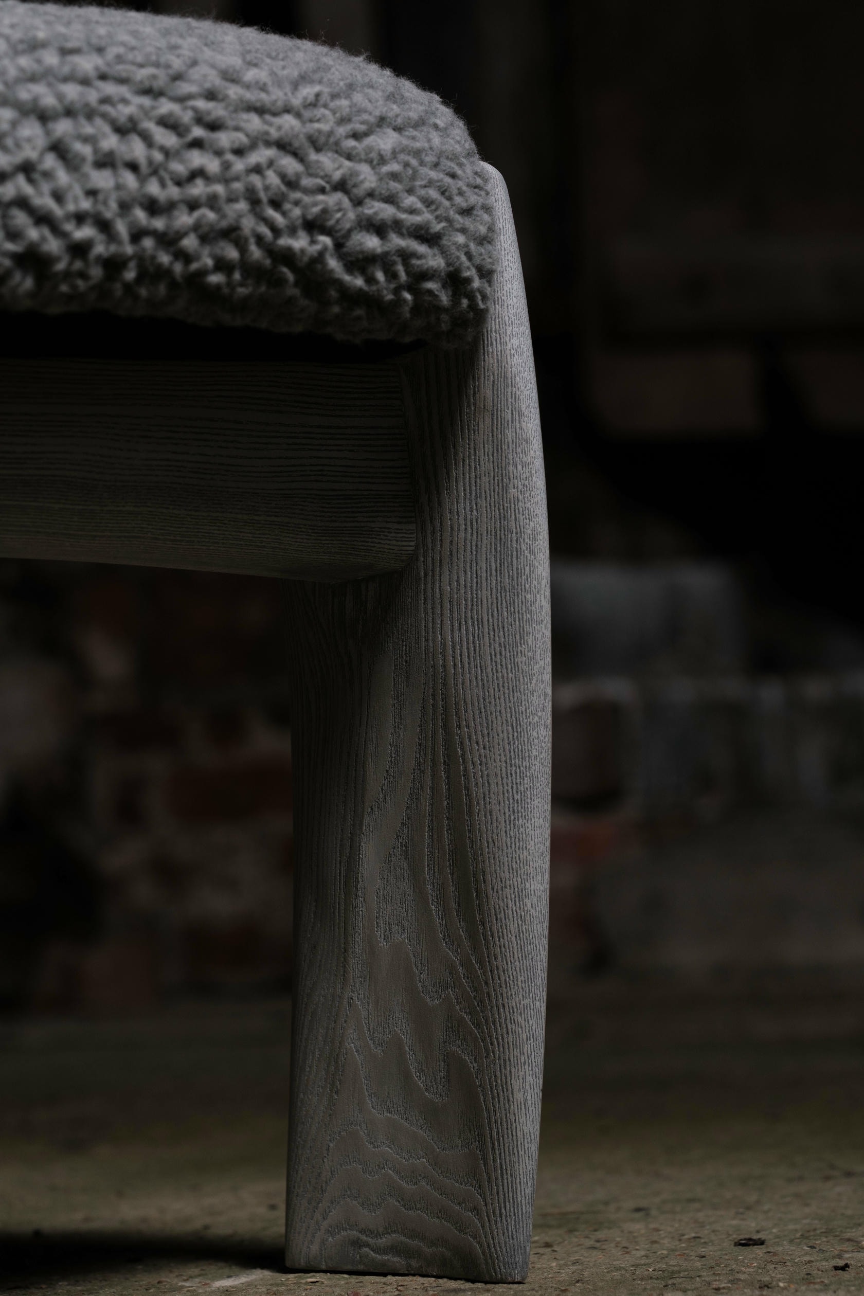 Weathered Blade Chair in Ash Wood Wool Upholstery by Alun Heslop 8