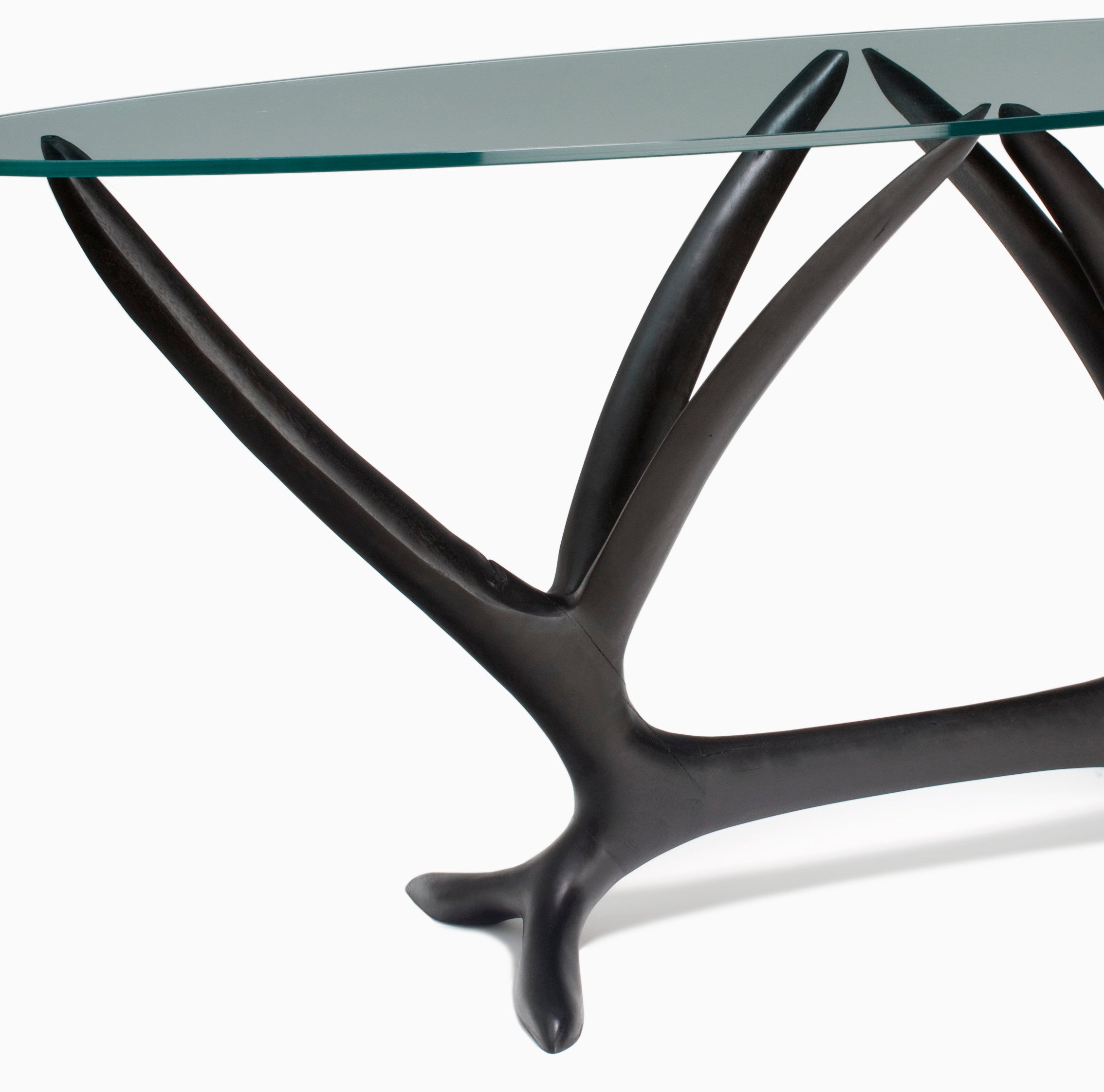 Wisteria Console in Ebonized Wood Oval Glass Top by Brian Fireman Design 3