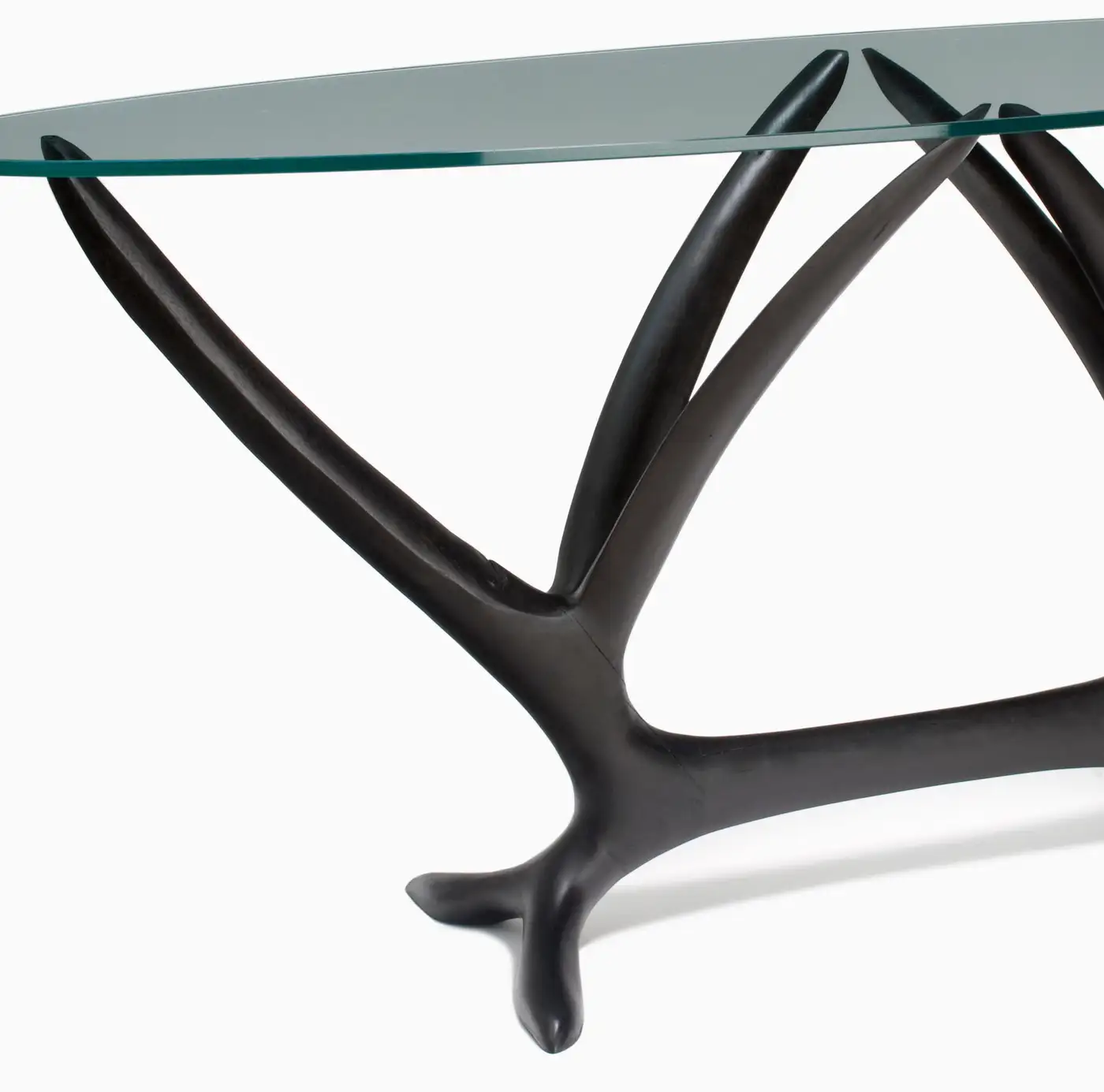Wisteria Console in Ebonized Wood & Oval Glass Top by Brian Fireman Design 3