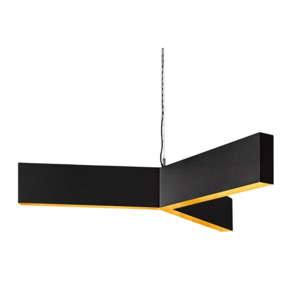 Black Three Angled Arm Steel Glass Gild Pendant Light by Christopher Boots 1
