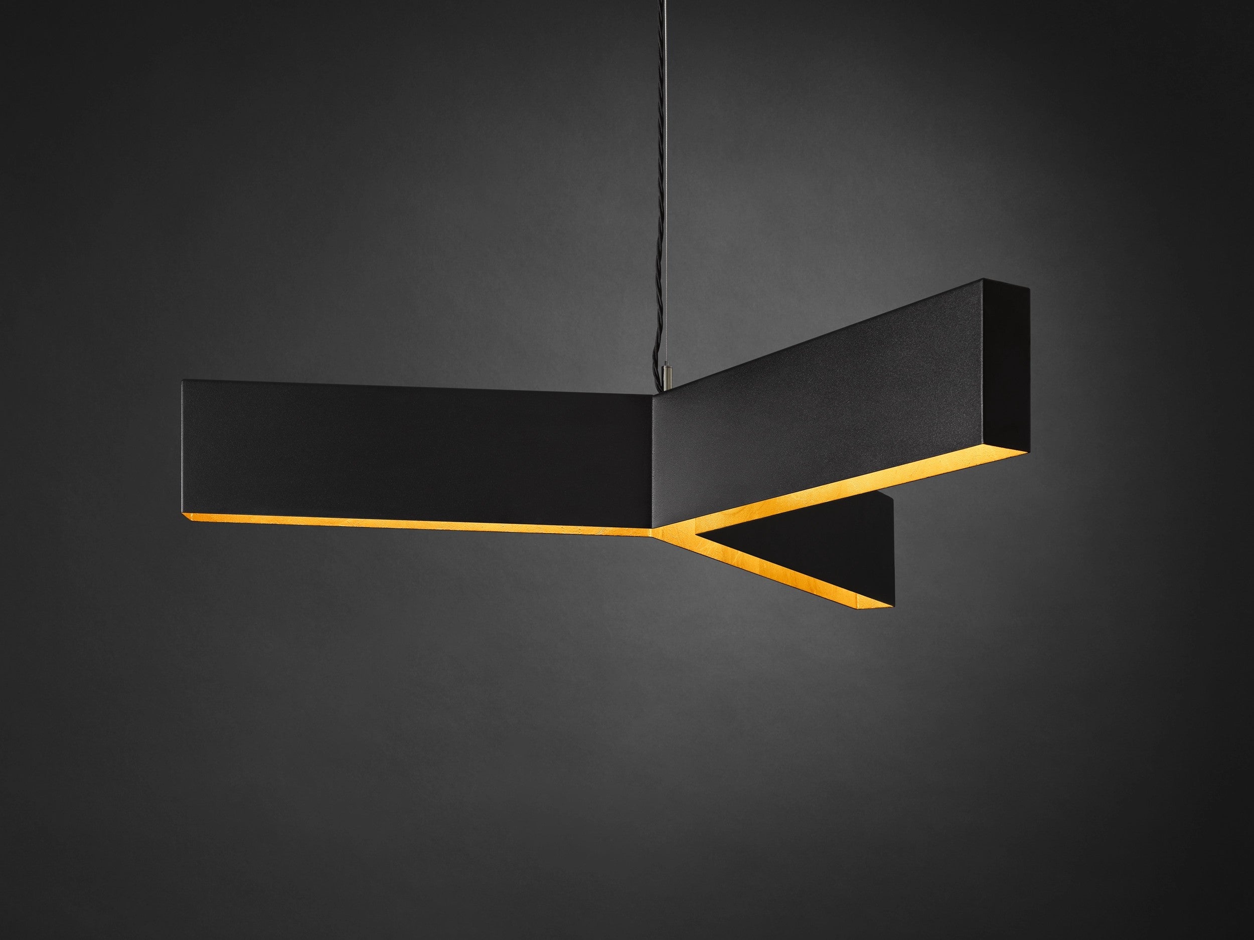 Black Three Angled Arm Steel Glass Gild Pendant Light by Christopher Boots 4