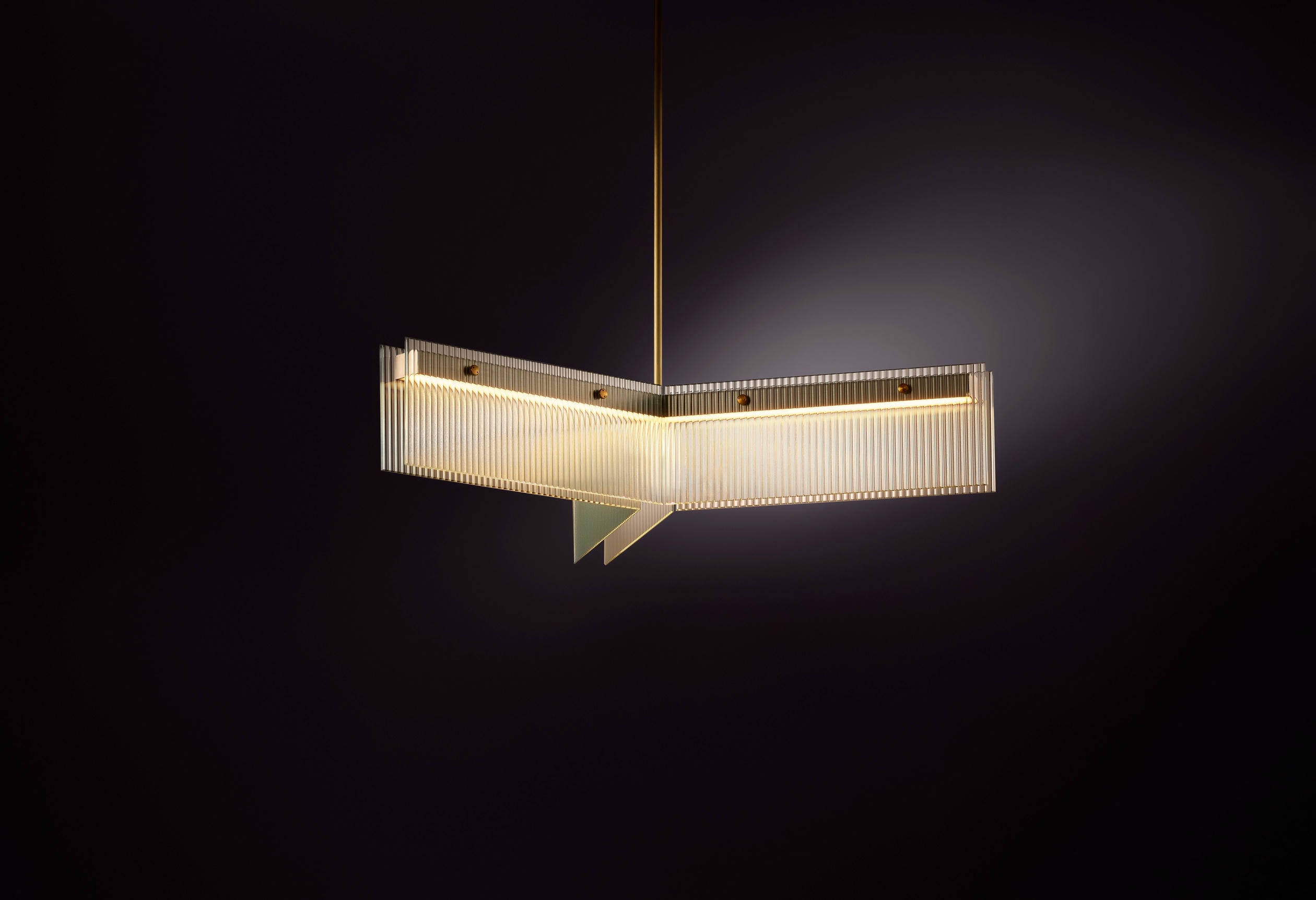 Black Three Angled Arm Steel Glass Gild Pendant Light by Christopher Boots 5