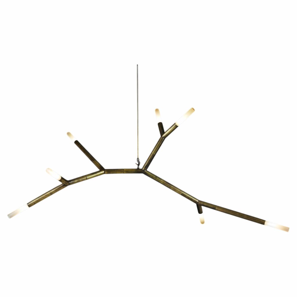 Brass Framework Glass Branch Chain Pendant Light BCAA X by Christopher Boots 1
