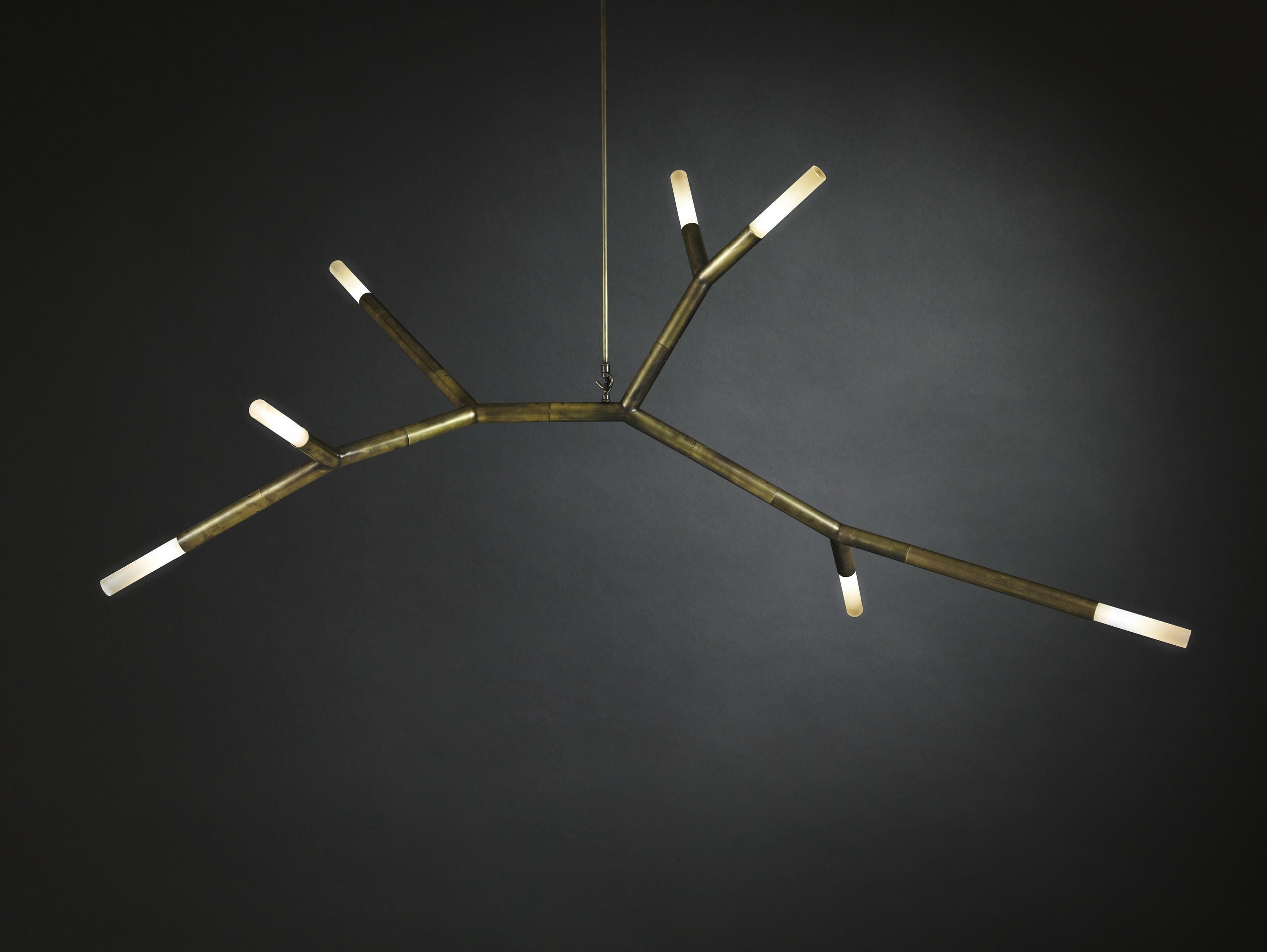 Brass Framework Glass Branch Chain Pendant Light BCAA X by Christopher Boots 2
