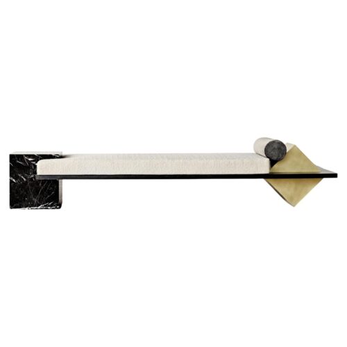 Coexist Daybed in Nero Marquina Marble Brushed Brass Boucle by Slash Objects 1