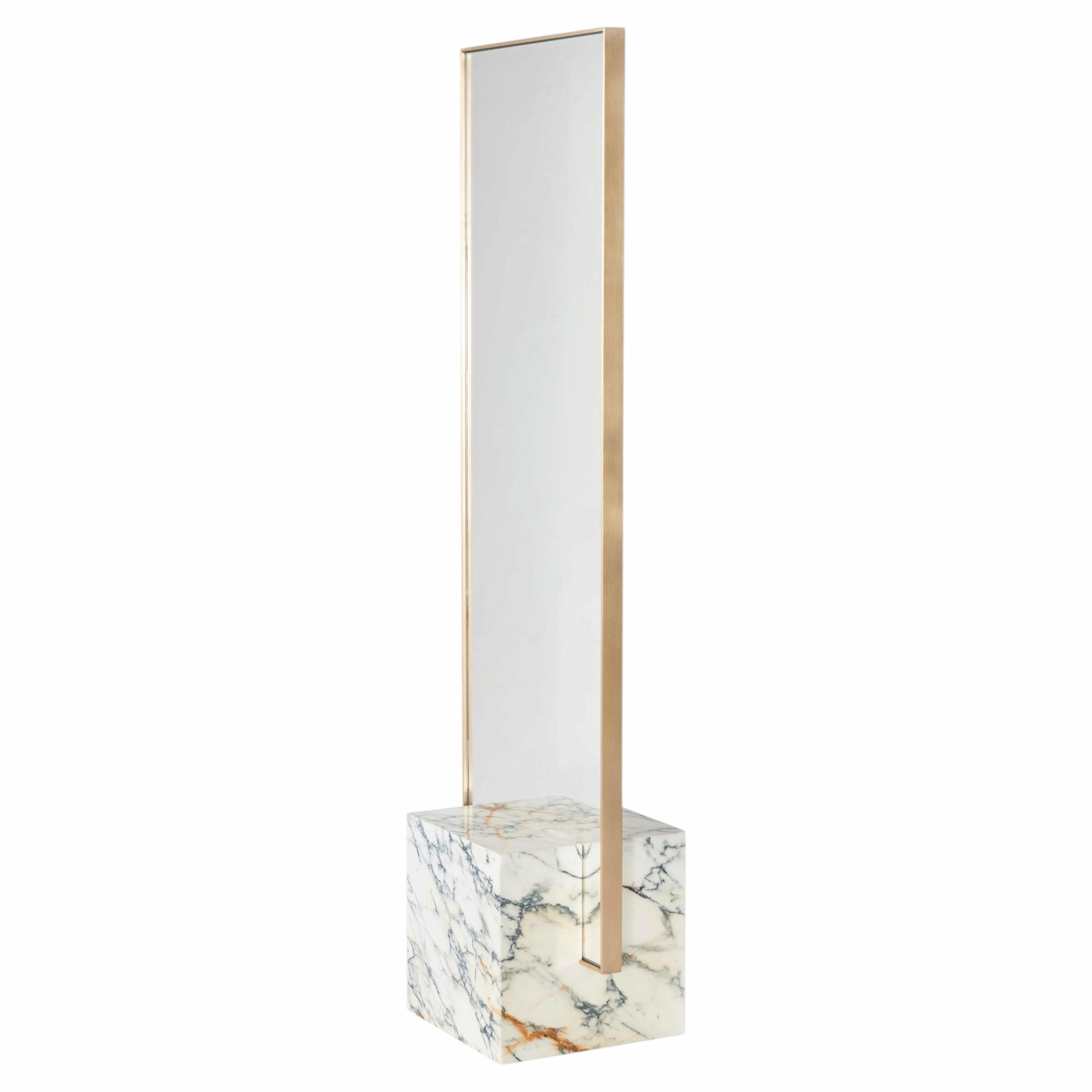 Coexist Standing Mirror in Marble Brushed Brass by Slash Objects 1