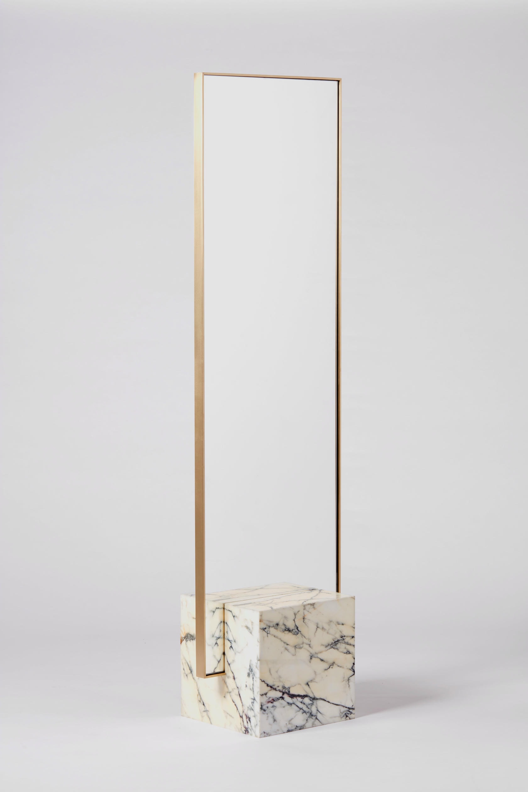 Coexist Standing Mirror in Marble Brushed Brass by Slash Objects 3