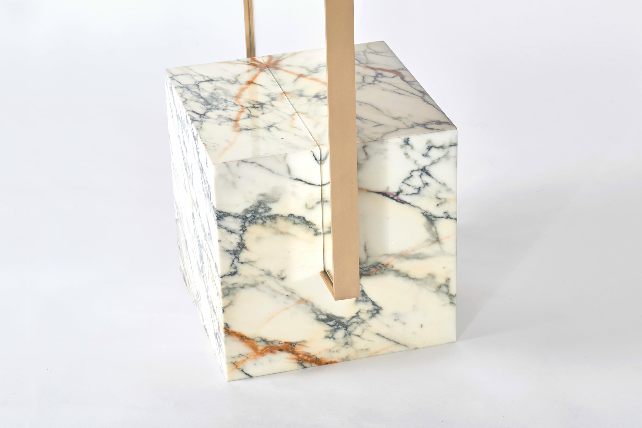 Coexist Standing Mirror in Marble Brushed Brass by Slash Objects 4