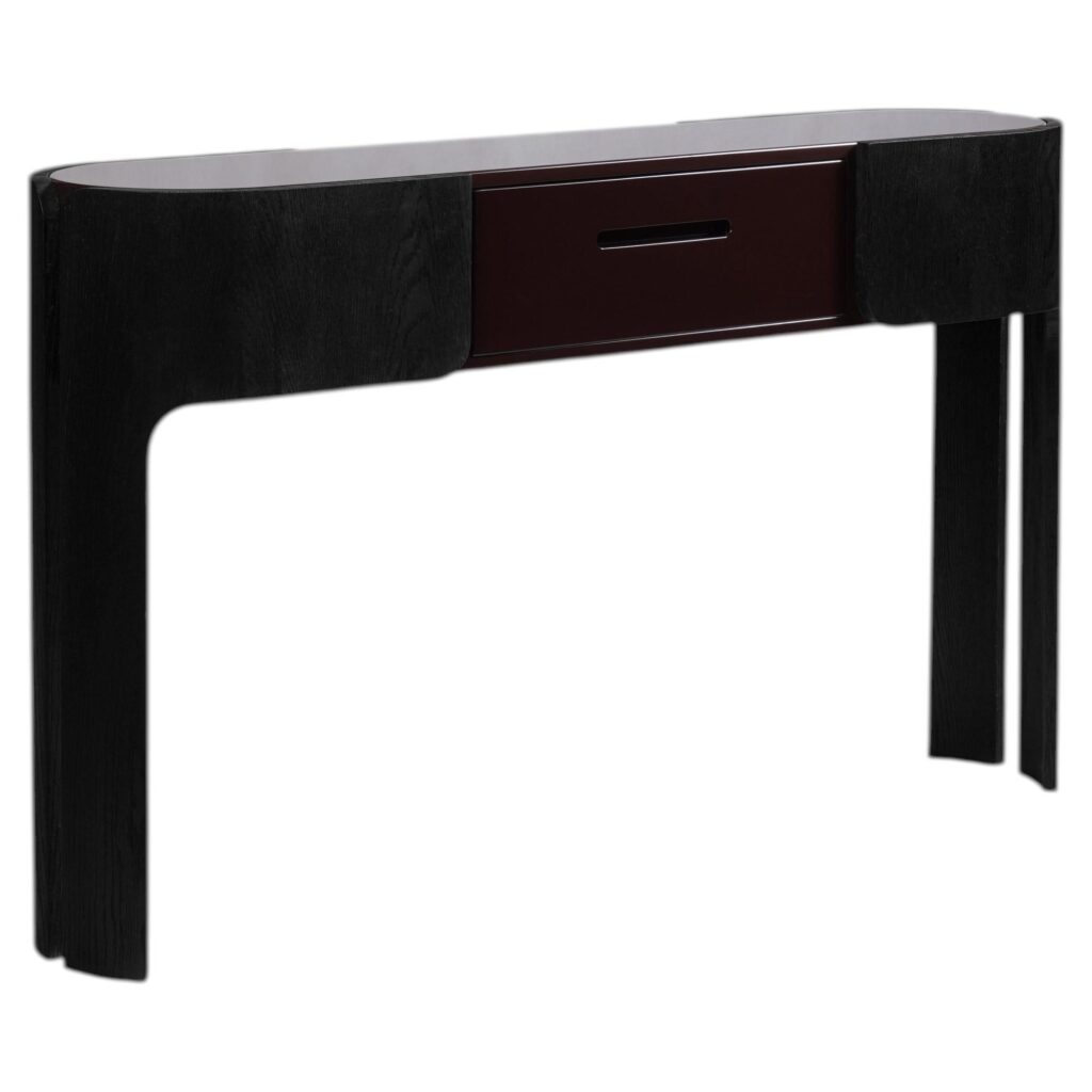 Hold Up Console Table in Natural Oak Veneer and Lacquer by Pendhapa 1