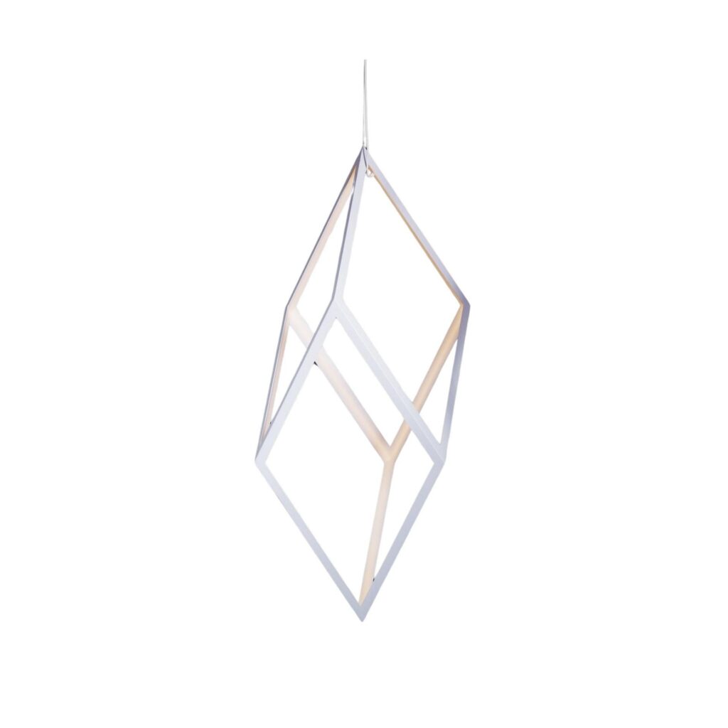 Medium Rhombus Matte White Aluminum Pendant Light by Christopher Boots 1