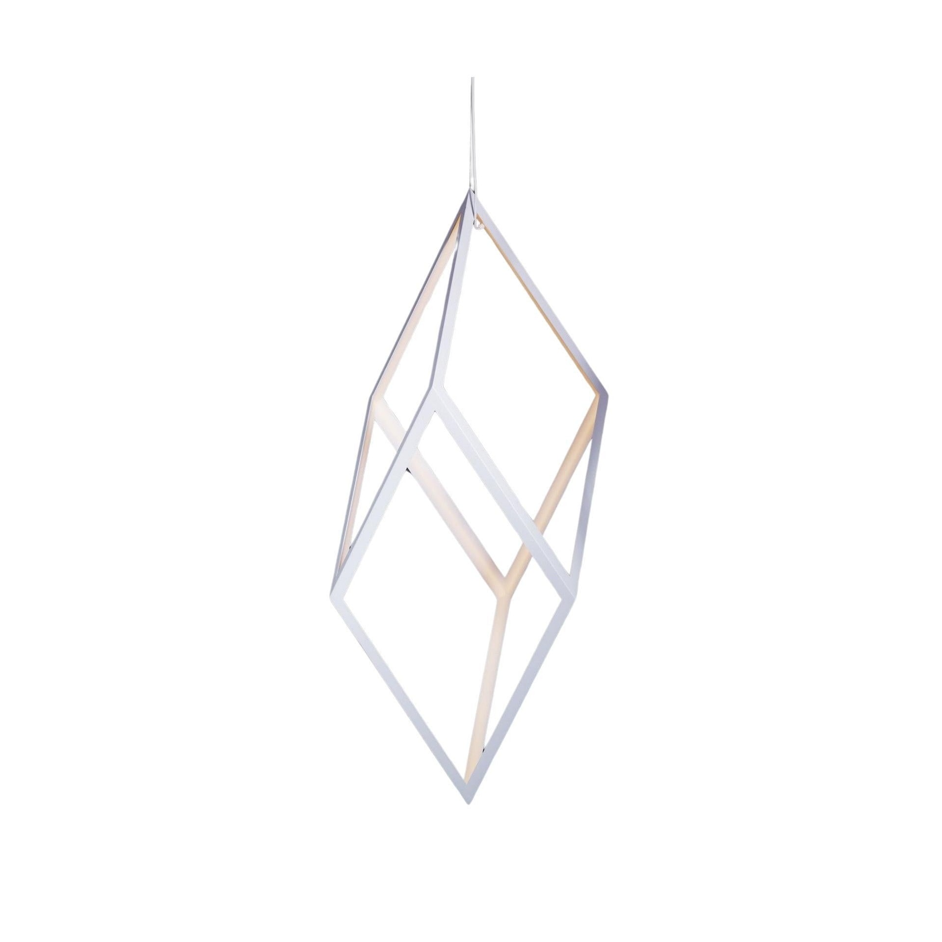 Medium Rhombus Matte White Aluminum Pendant Light by Christopher Boots 1