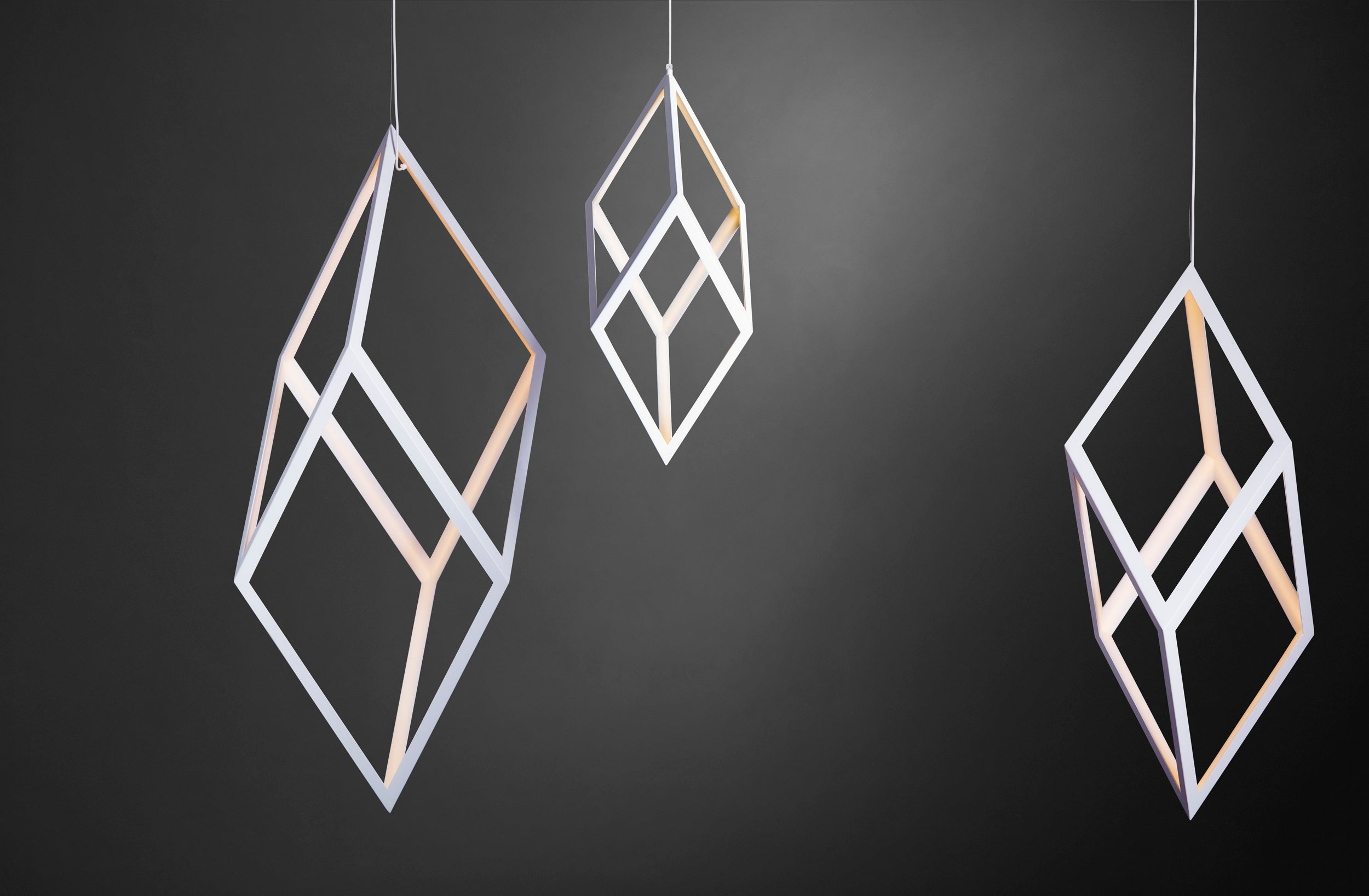 Medium Rhombus Matte White Aluminum Pendant Light by Christopher Boots 2