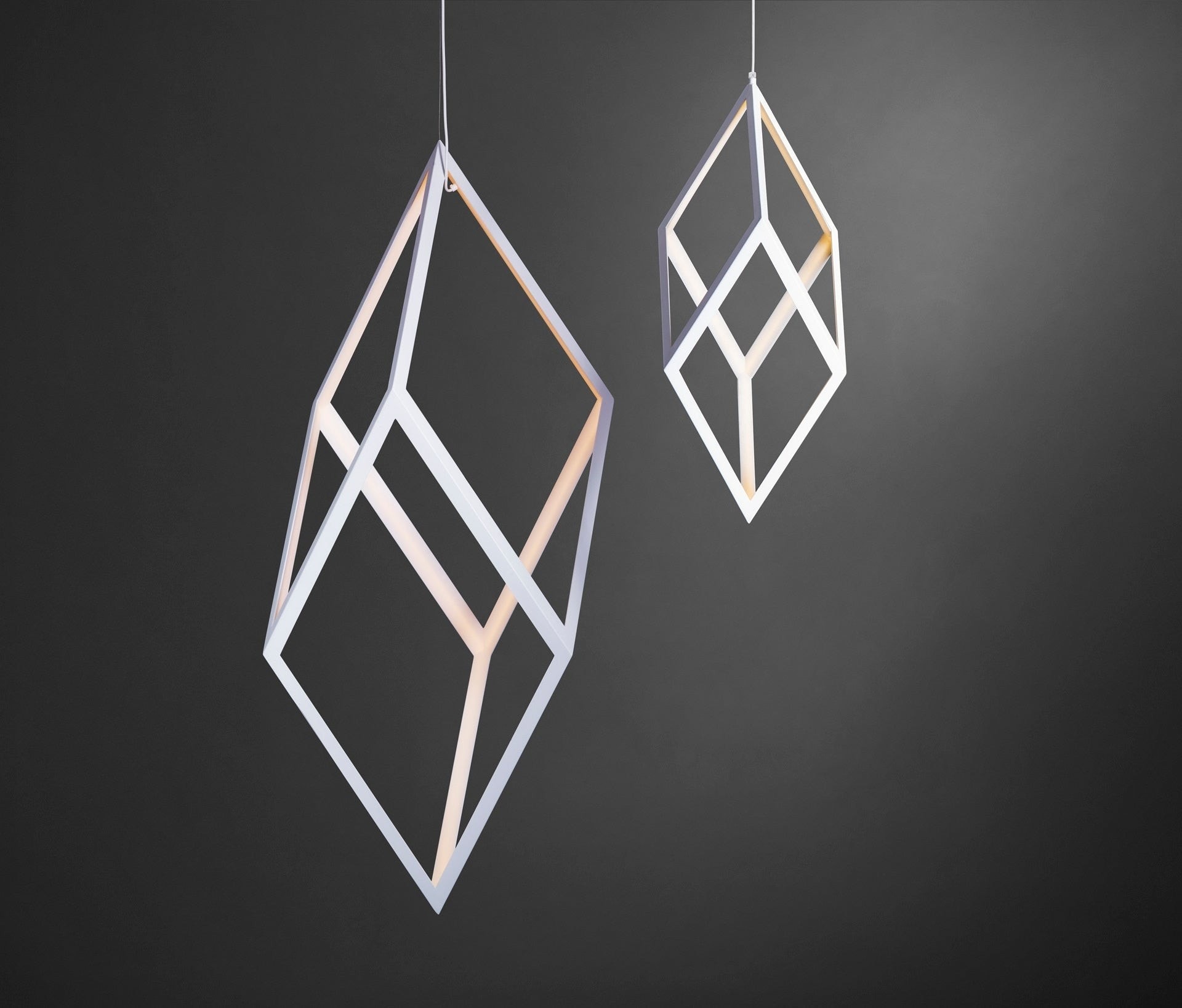 Medium Rhombus Matte White Aluminum Pendant Light by Christopher Boots 4