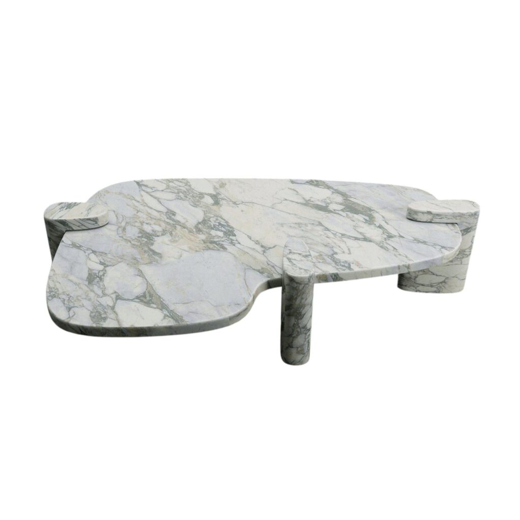 Pierce White Arabescato Marble Table by Phillip Jividen 1