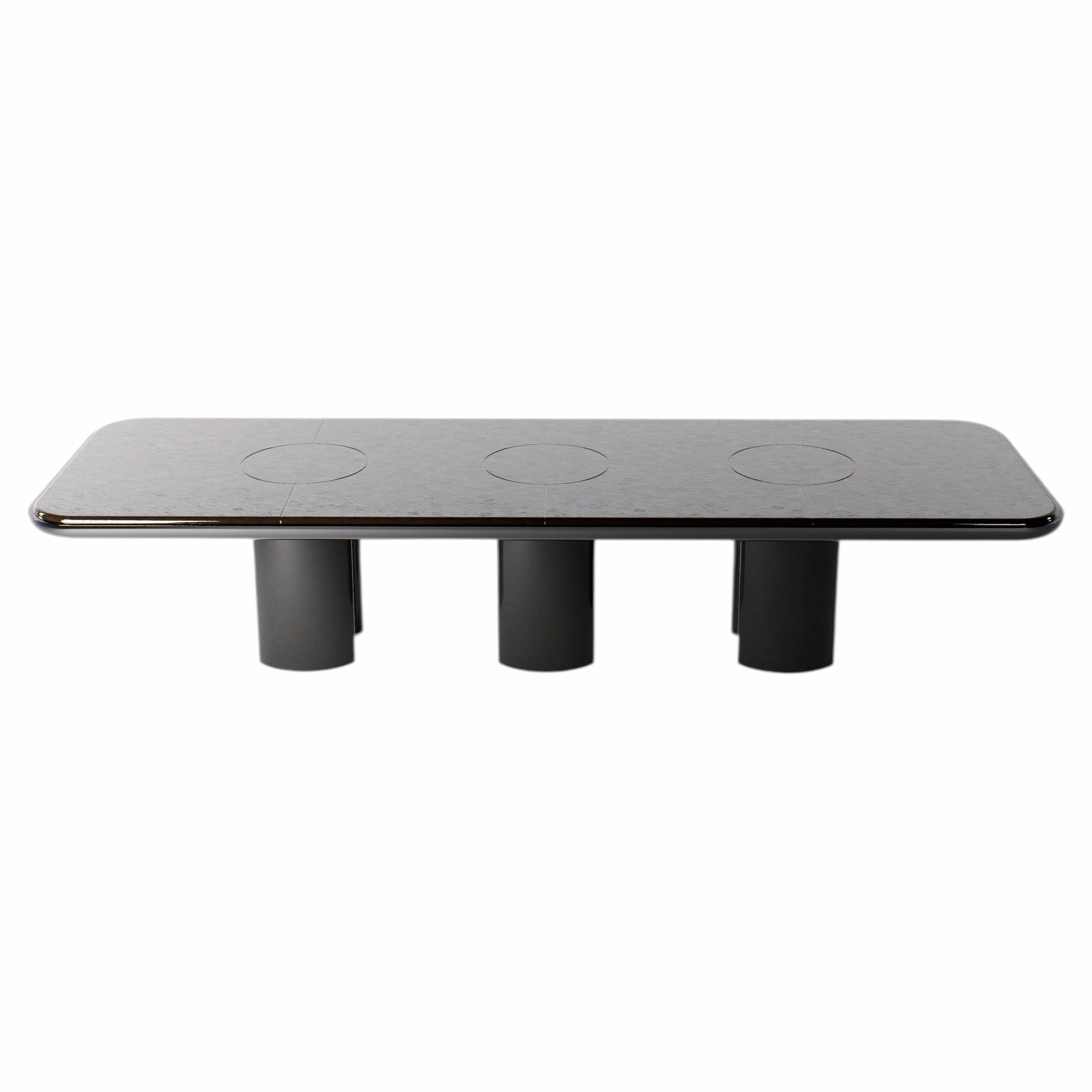 Selene 360 cm Dining Table in Lacquer and Lava Stone by Pendhapa 1