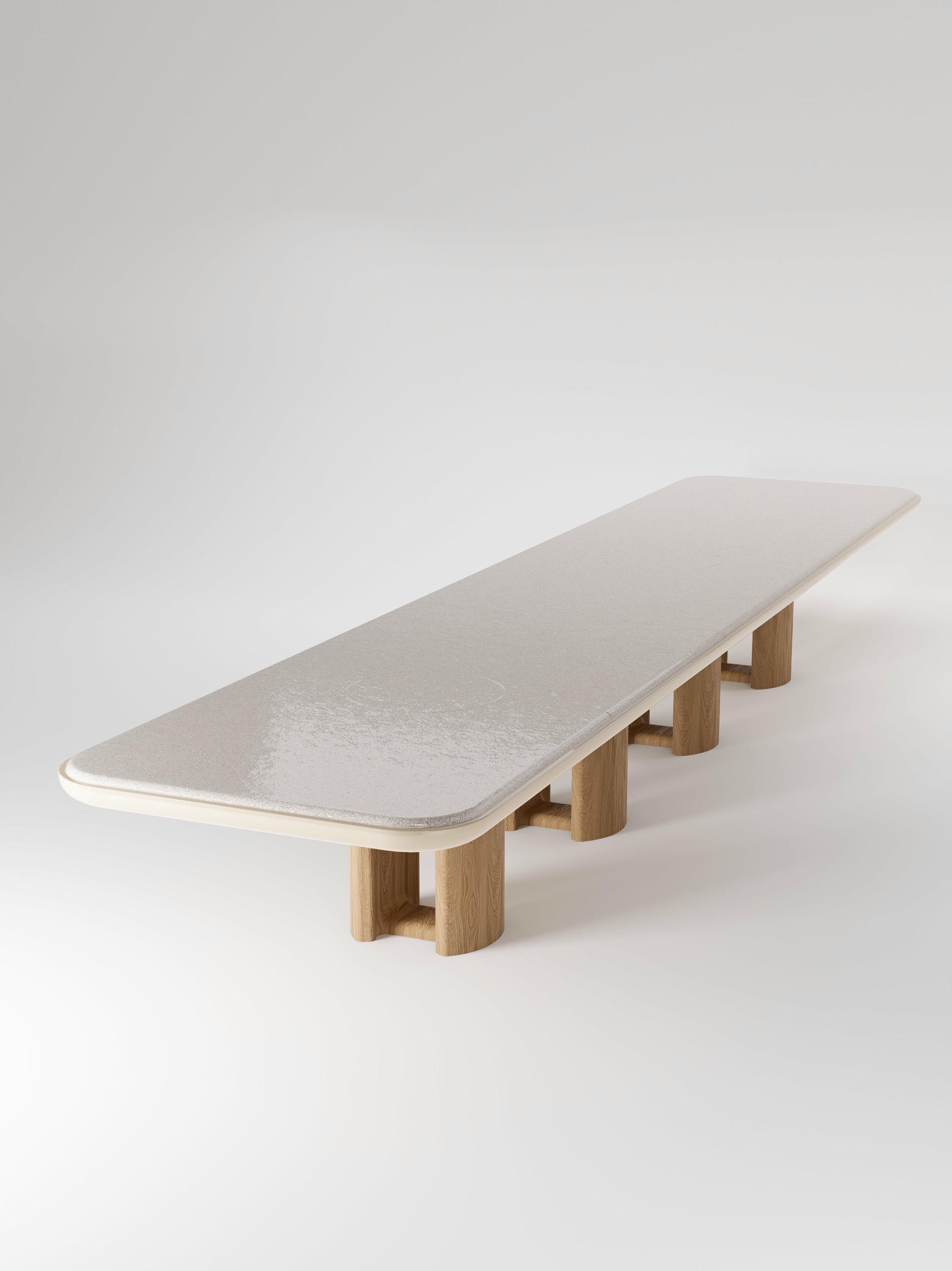 Selene 360 cm Dining Table in Lacquer and Lava Stone by Pendhapa 11