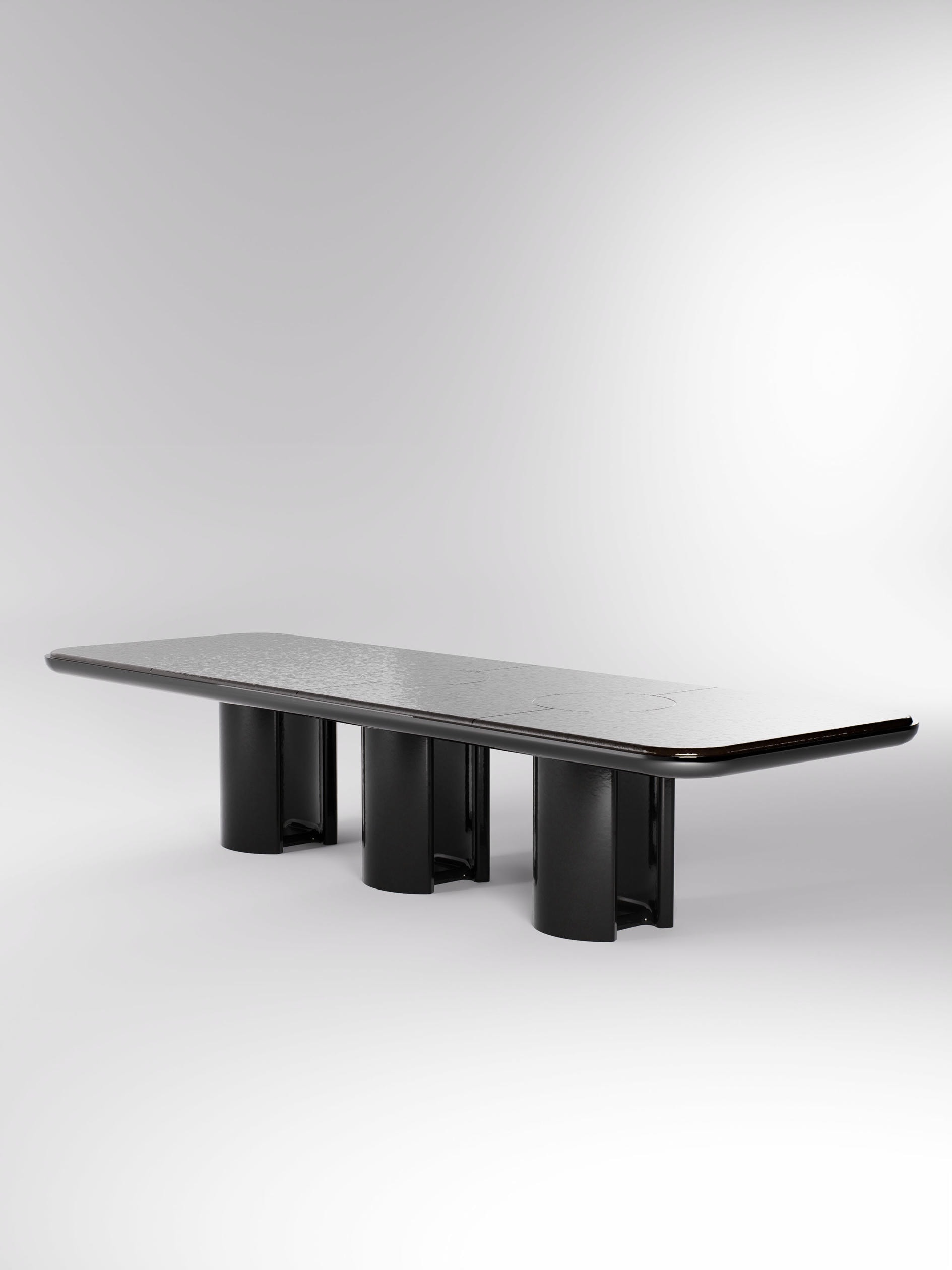 Selene 360 cm Dining Table in Lacquer and Lava Stone by Pendhapa 3