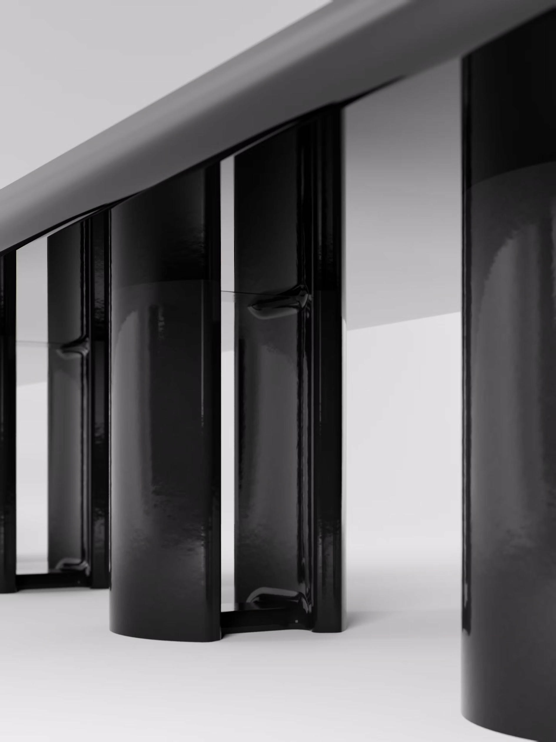 Selene 360 cm Dining Table in Lacquer and Lava Stone by Pendhapa 4