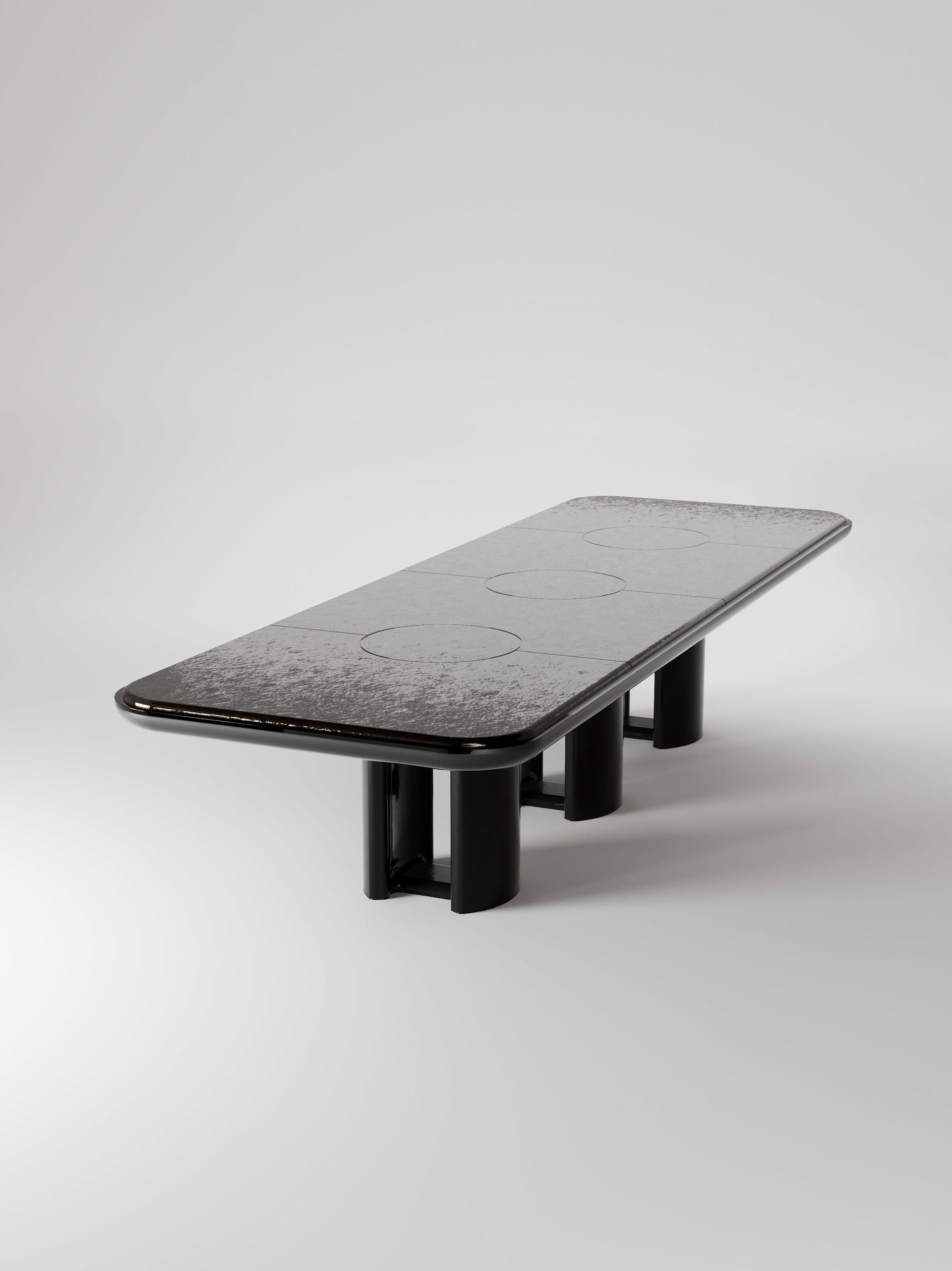 Selene 360 cm Dining Table in Lacquer and Lava Stone by Pendhapa 6