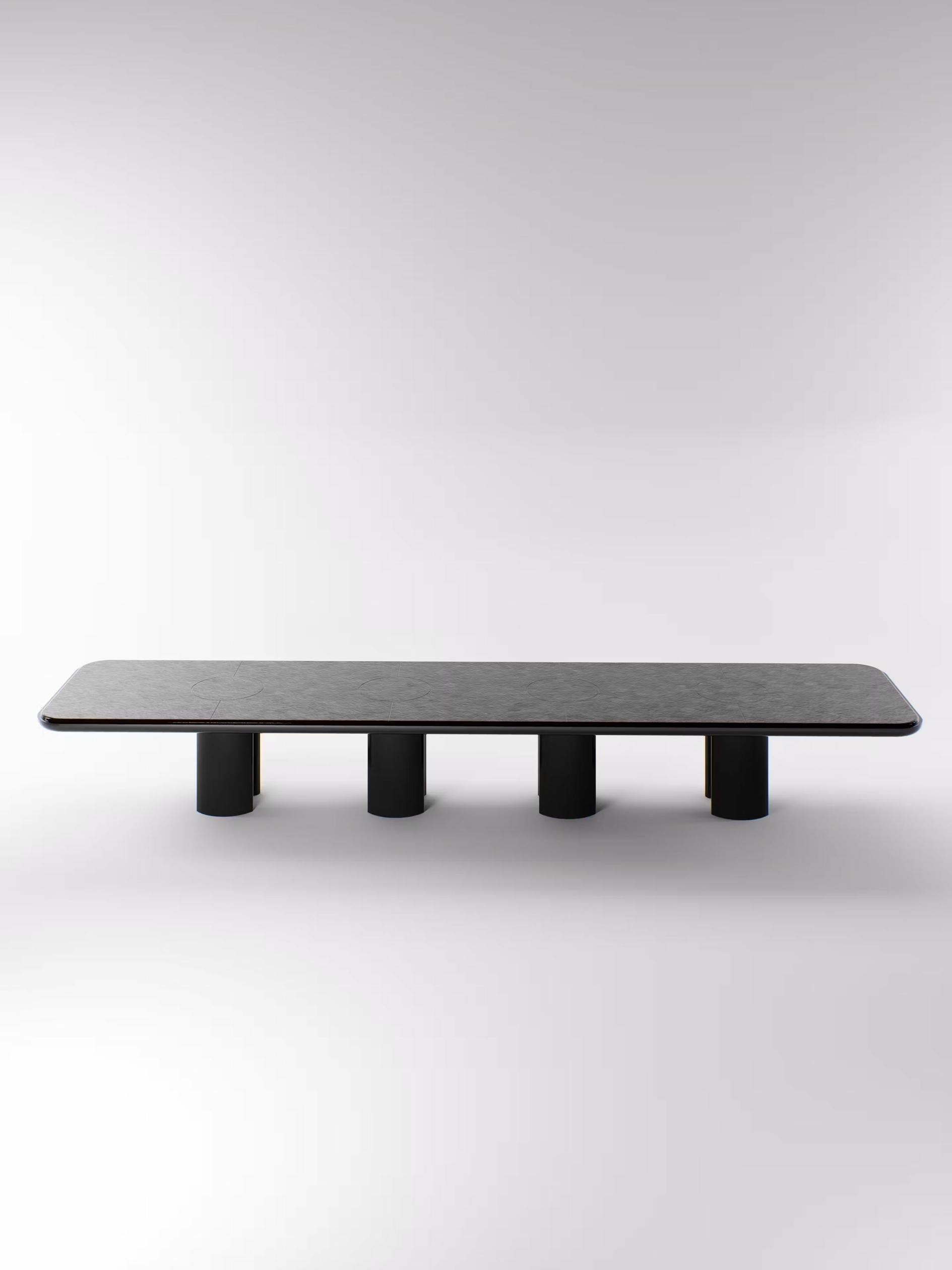 Selene 360 cm Dining Table in Lacquer and Lava Stone by Pendhapa 7