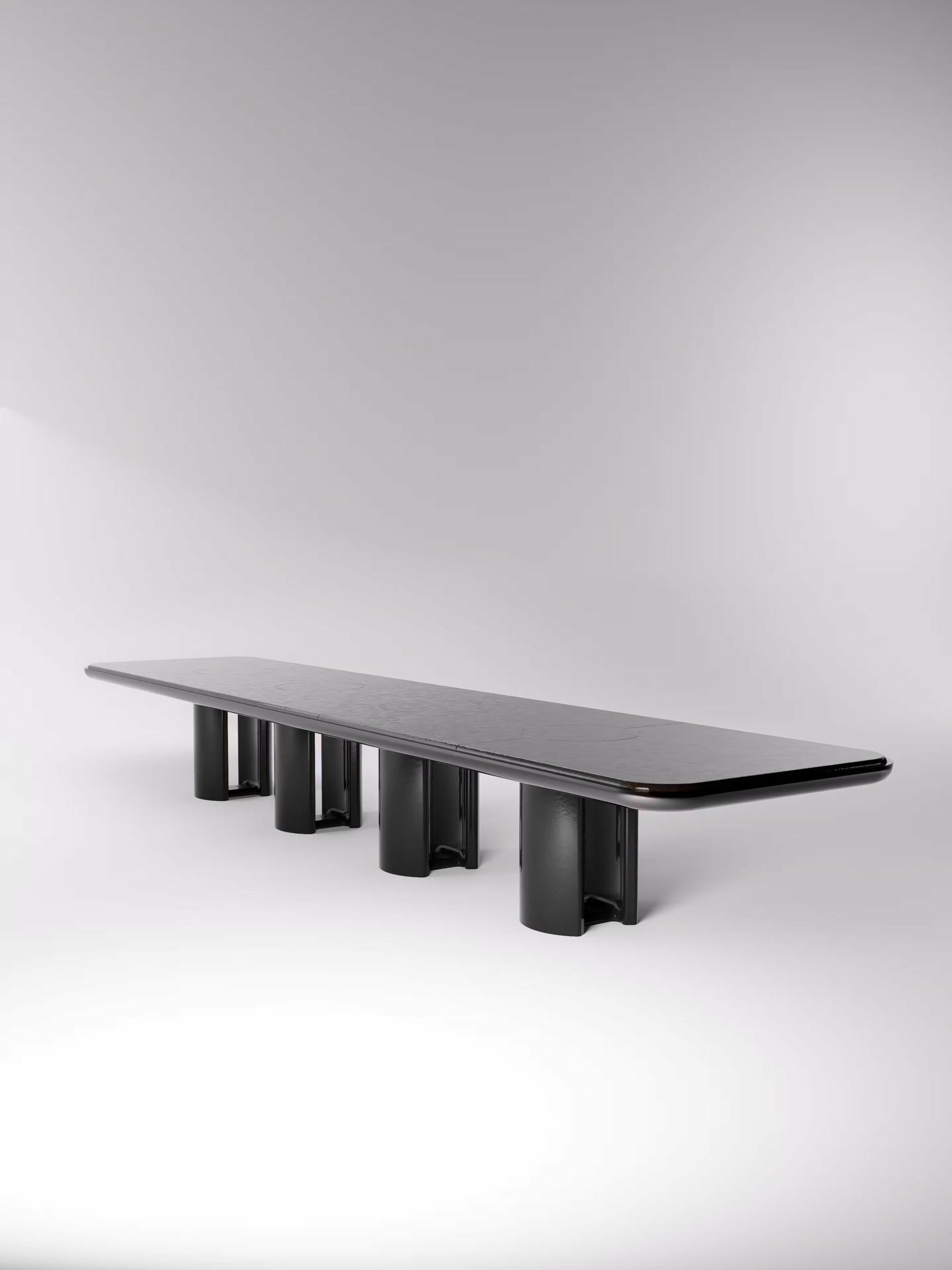 Selene 360 cm Dining Table in Lacquer and Lava Stone by Pendhapa 8