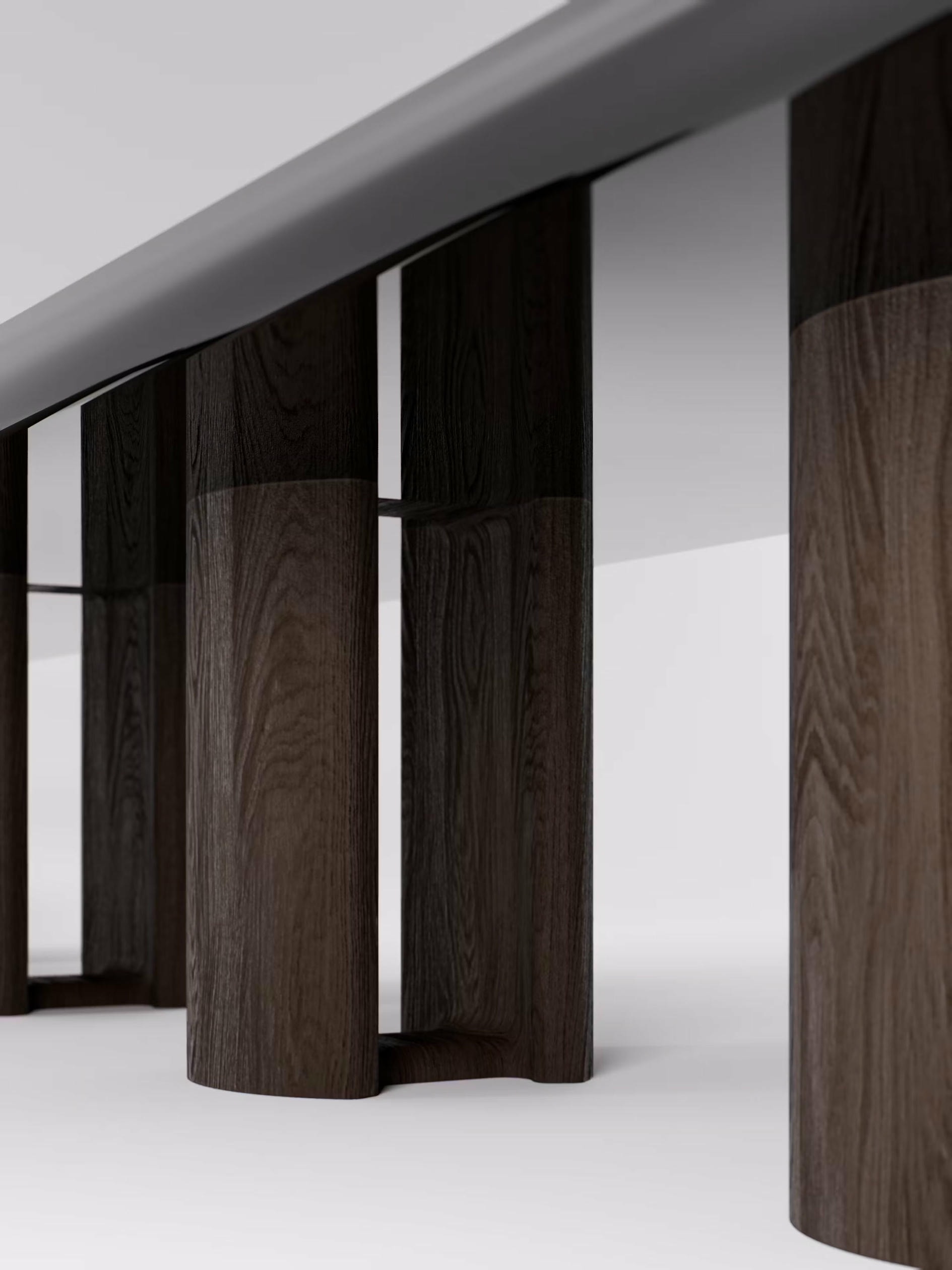 Selene 360 cm Dining Table in Lacquer and Lava Stone by Pendhapa 9