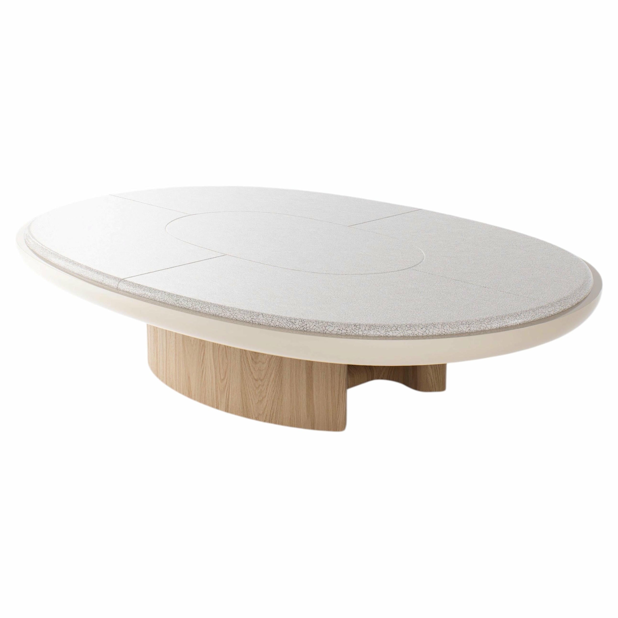 Selene Low Table in Solid Oak Lava Stone and Lacquer by Pendhapa 1