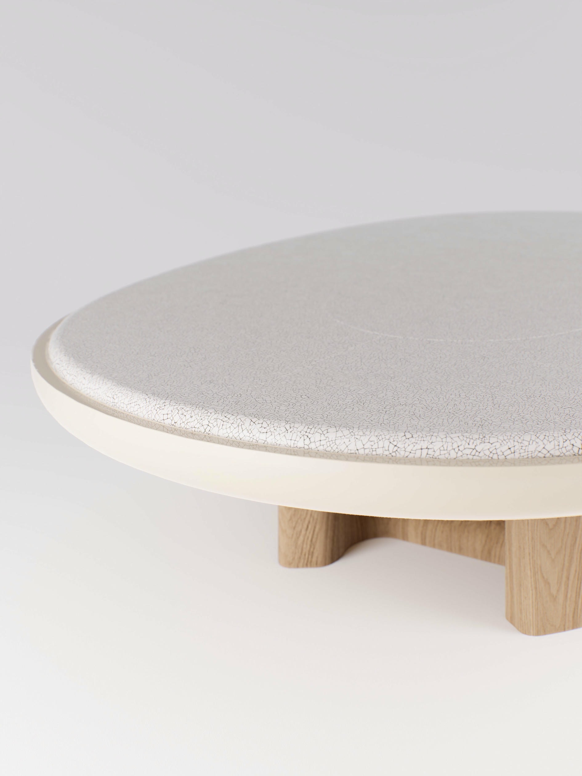 Selene Low Table in Solid Oak Lava Stone and Lacquer by Pendhapa 5