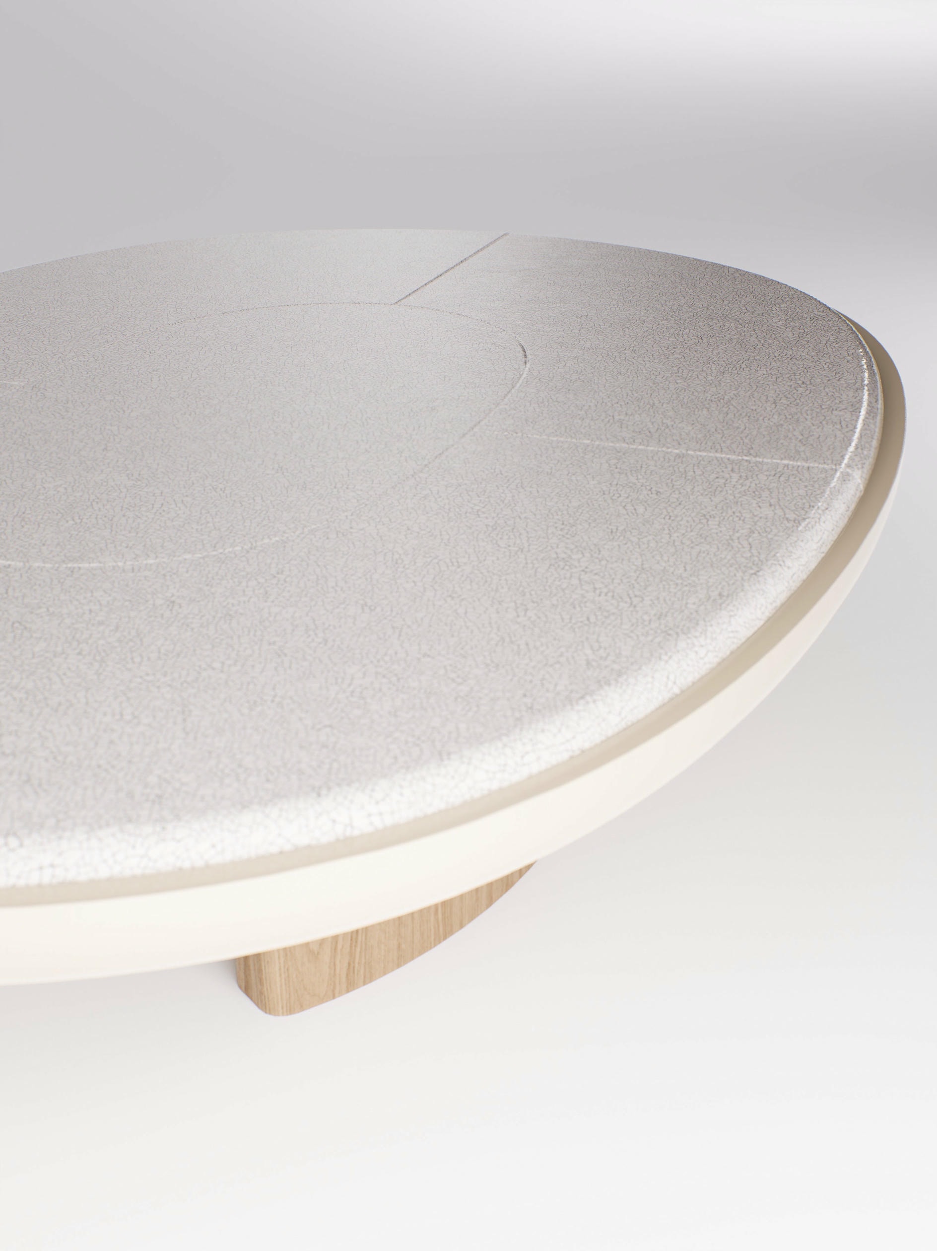 Selene Low Table in Solid Oak Lava Stone and Lacquer by Pendhapa 6
