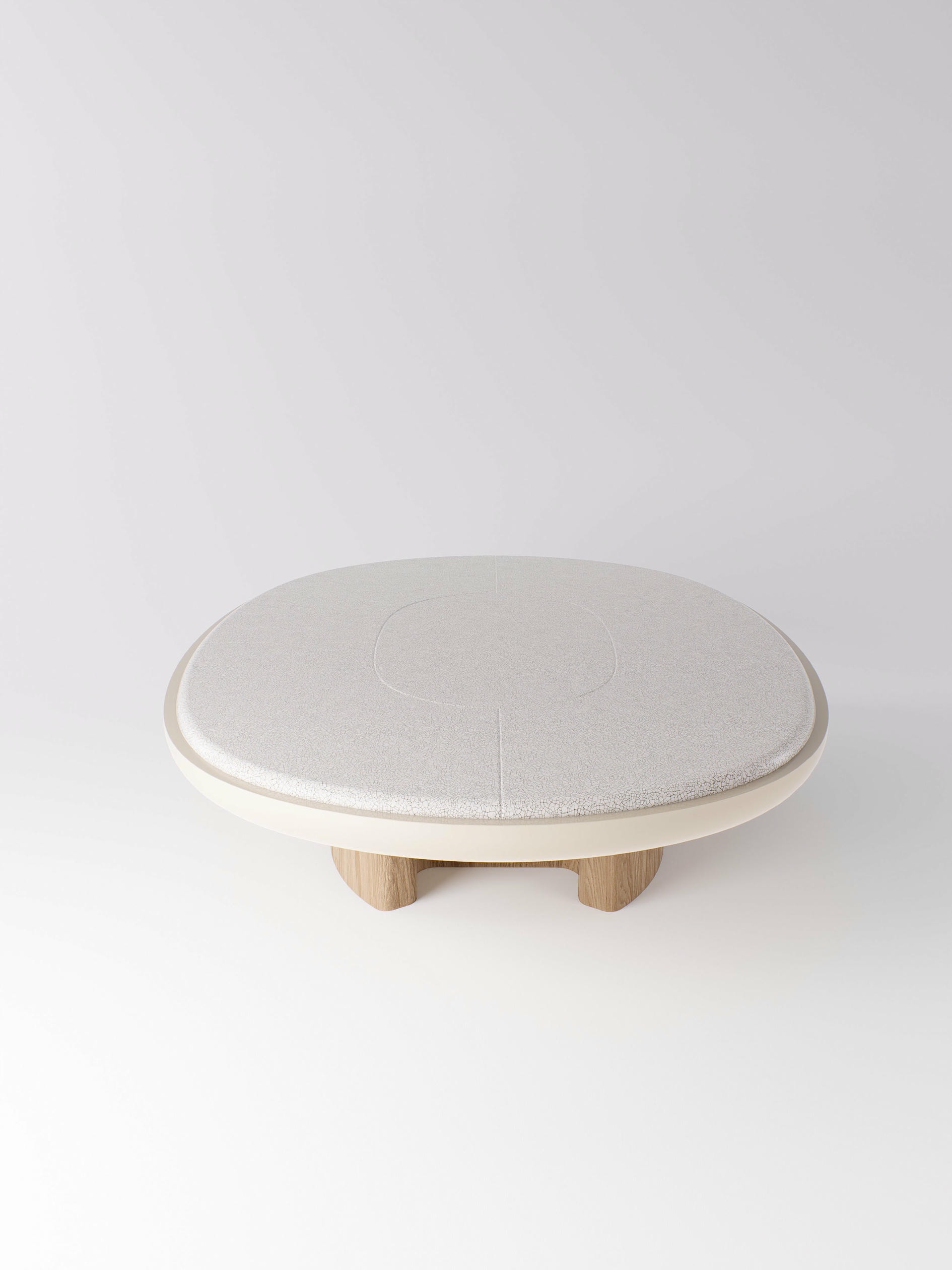 Selene Low Table in Solid Oak Lava Stone and Lacquer by Pendhapa 8