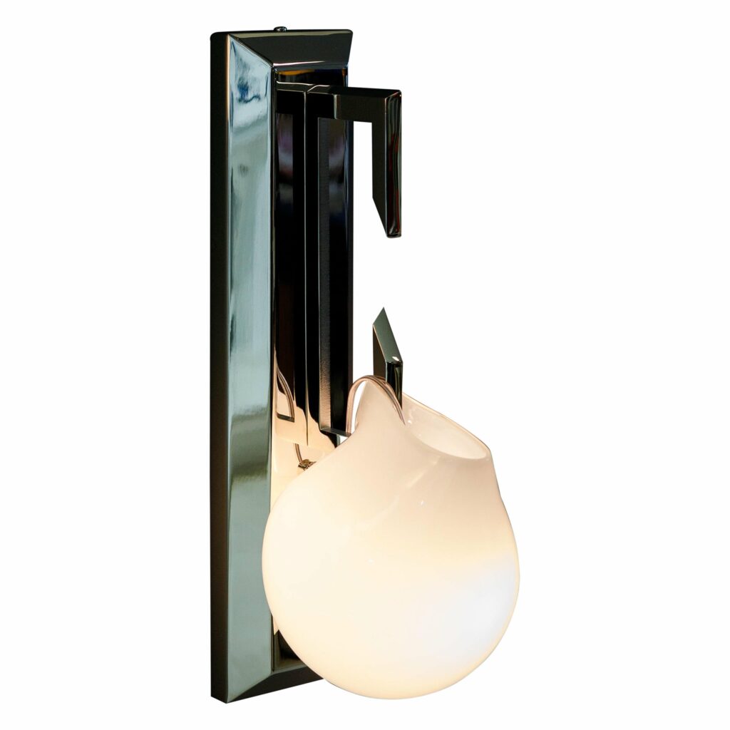 Unique Teardrop shaped Opal Glass with Brass Frame Sconce by Christopher Boots 1