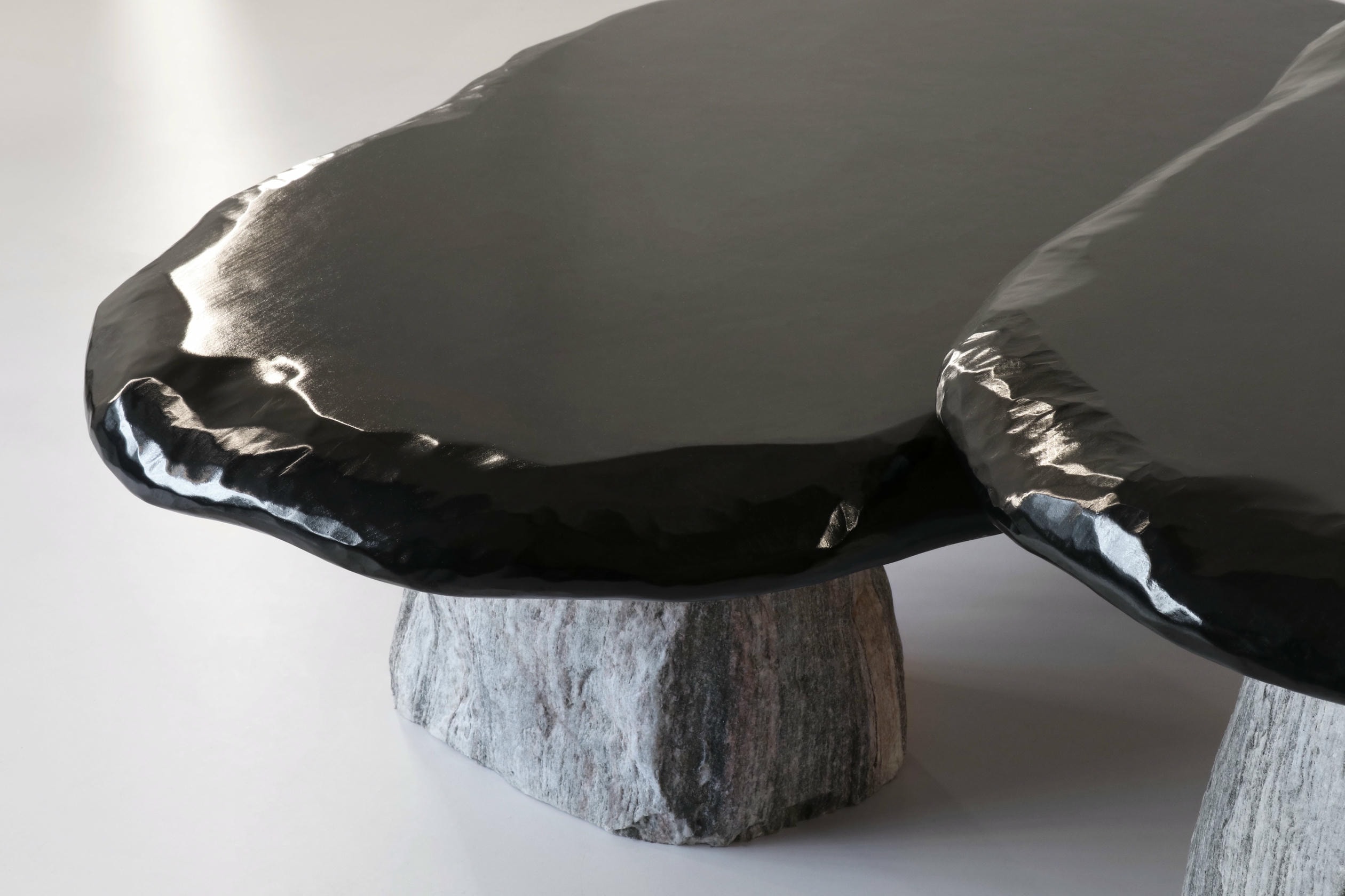 Set Of 2 Bolete Coffee Tables in Natural Stone Wood by Henry Dath 3