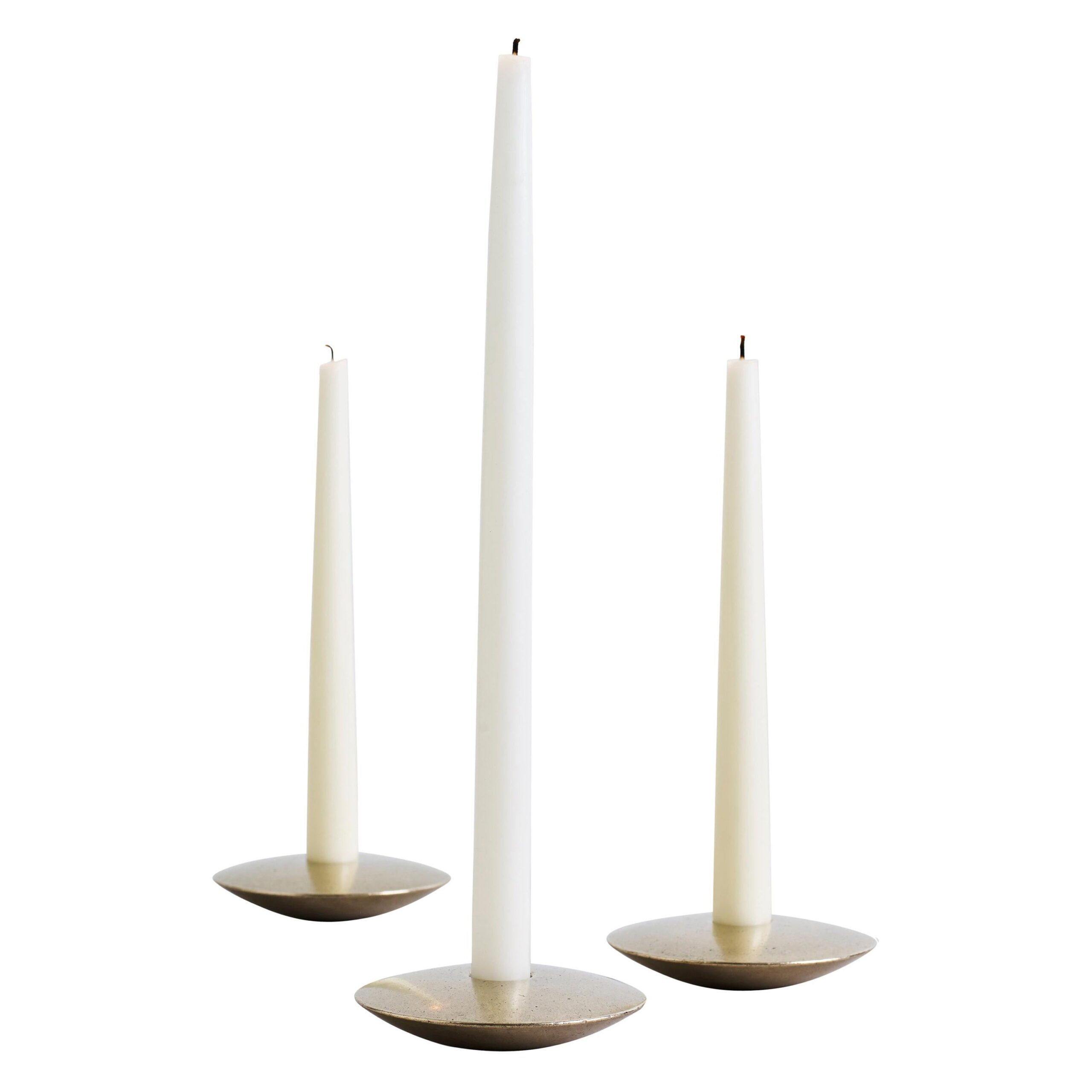 Set of 3 Contemporary Golden Brass Candle Holders by Henry Wilson 1