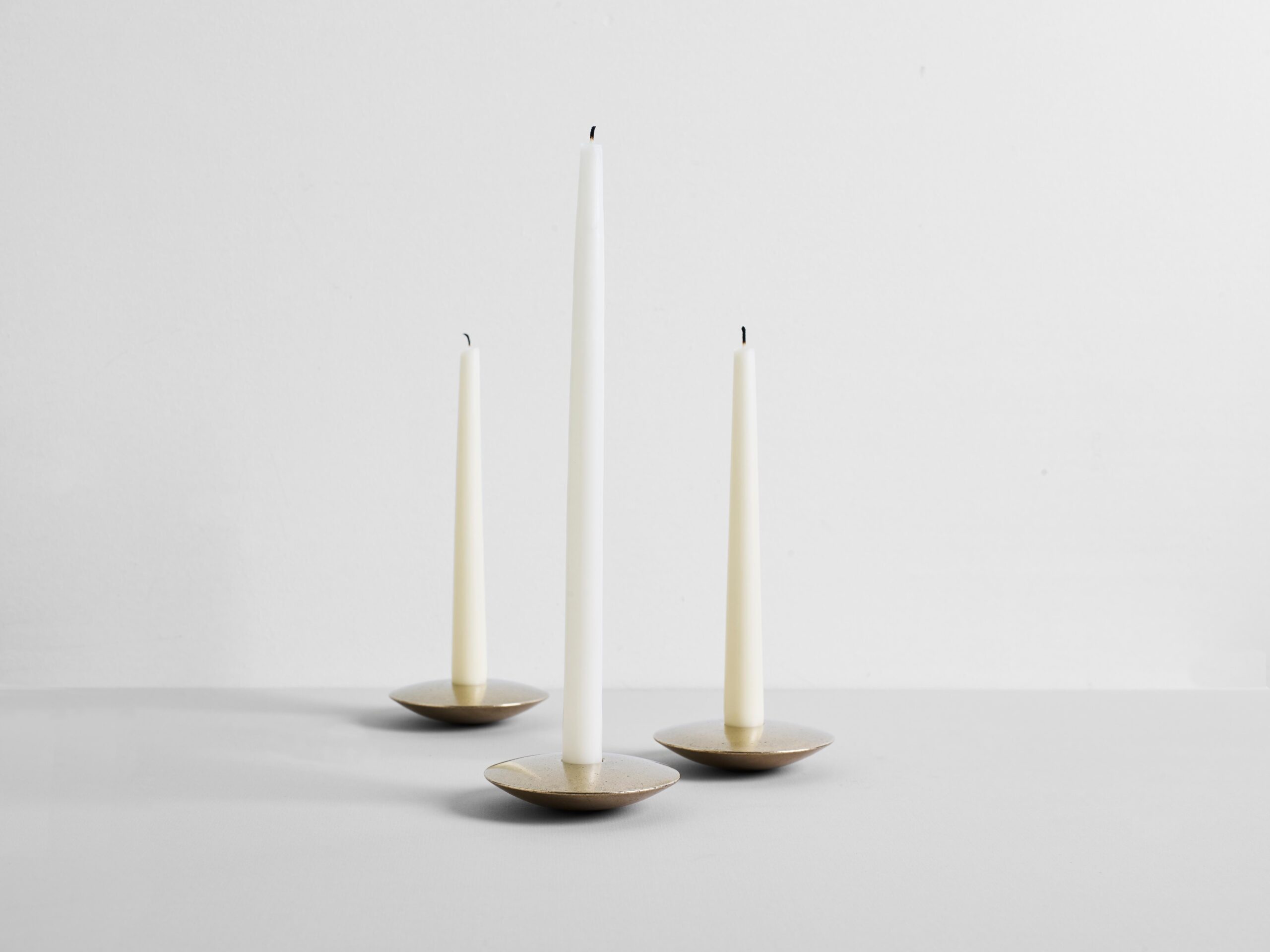 Set of 3 Contemporary Golden Brass Candle Holders by Henry Wilson 4
